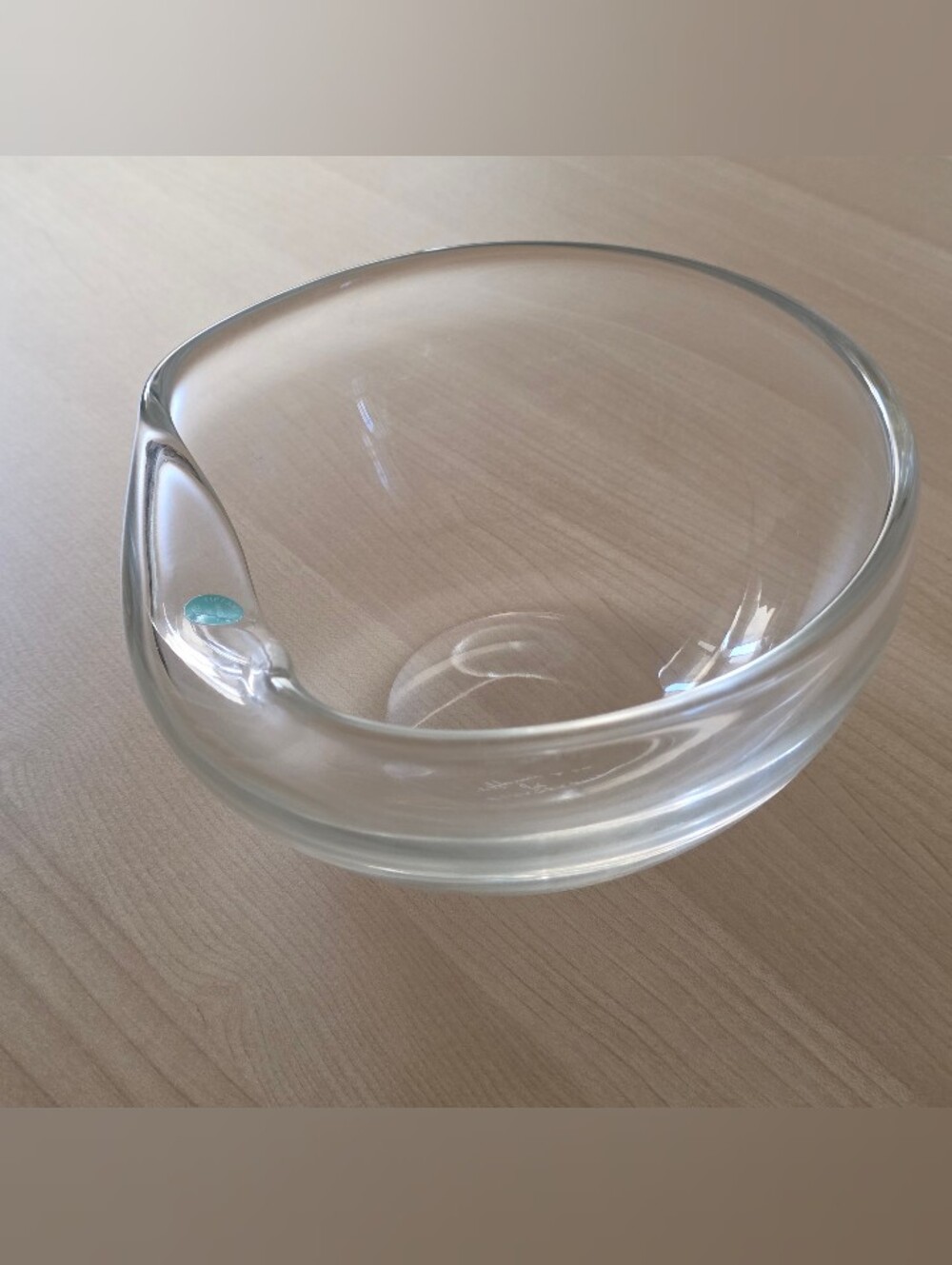 Elsa Peretti 7.25" Signed Tiffany Murano Clear Glass Thumbprint Bowl